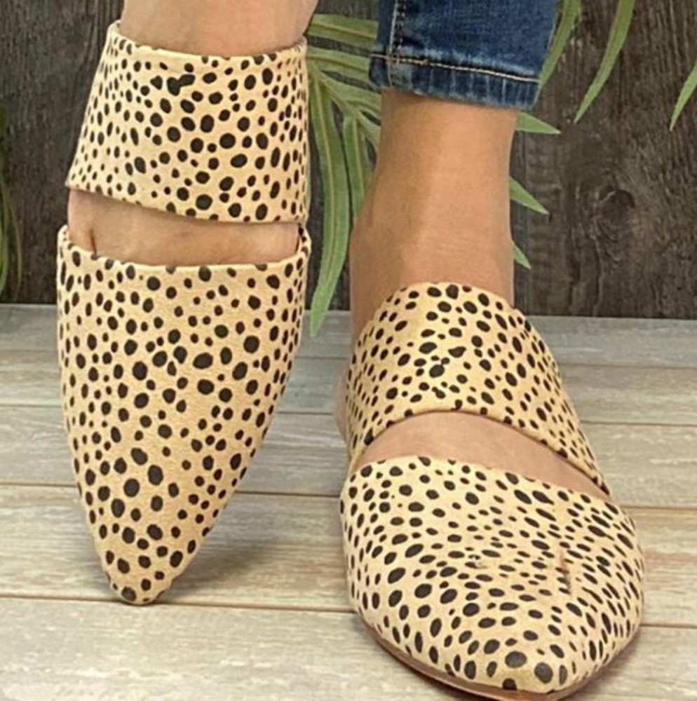 Tan & Brown Cheetah Double-Strap Bella Mule